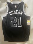 NBA 21 Duncan Spurs 22-23 Classic Maillot noir avec brodé logos